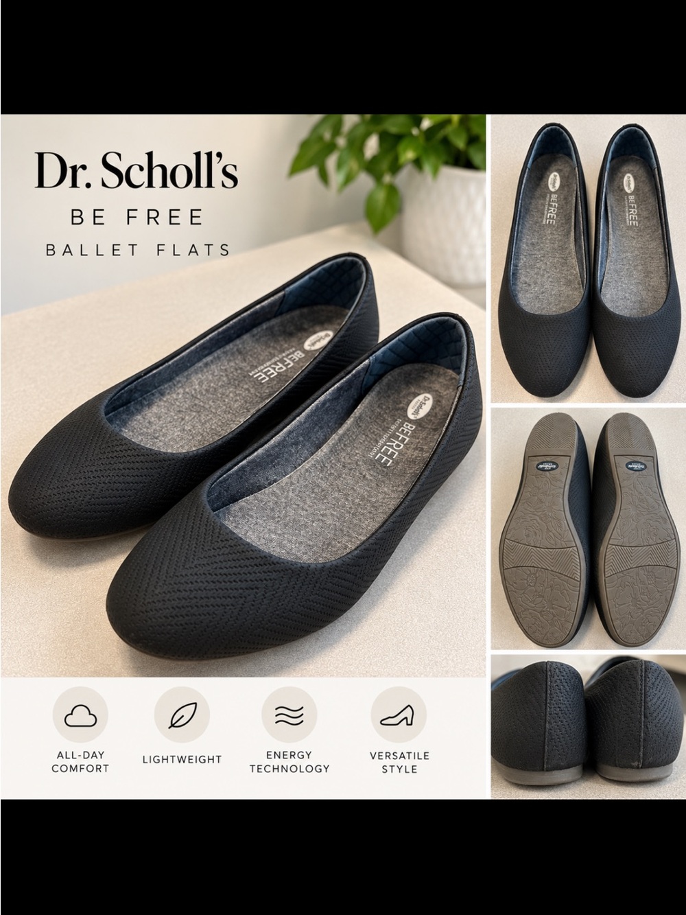 Dr. Scholl's Be Free Black Ballet Flats